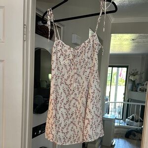 Blue Life White and Red Floral Rayon smocked tie strap
Dress